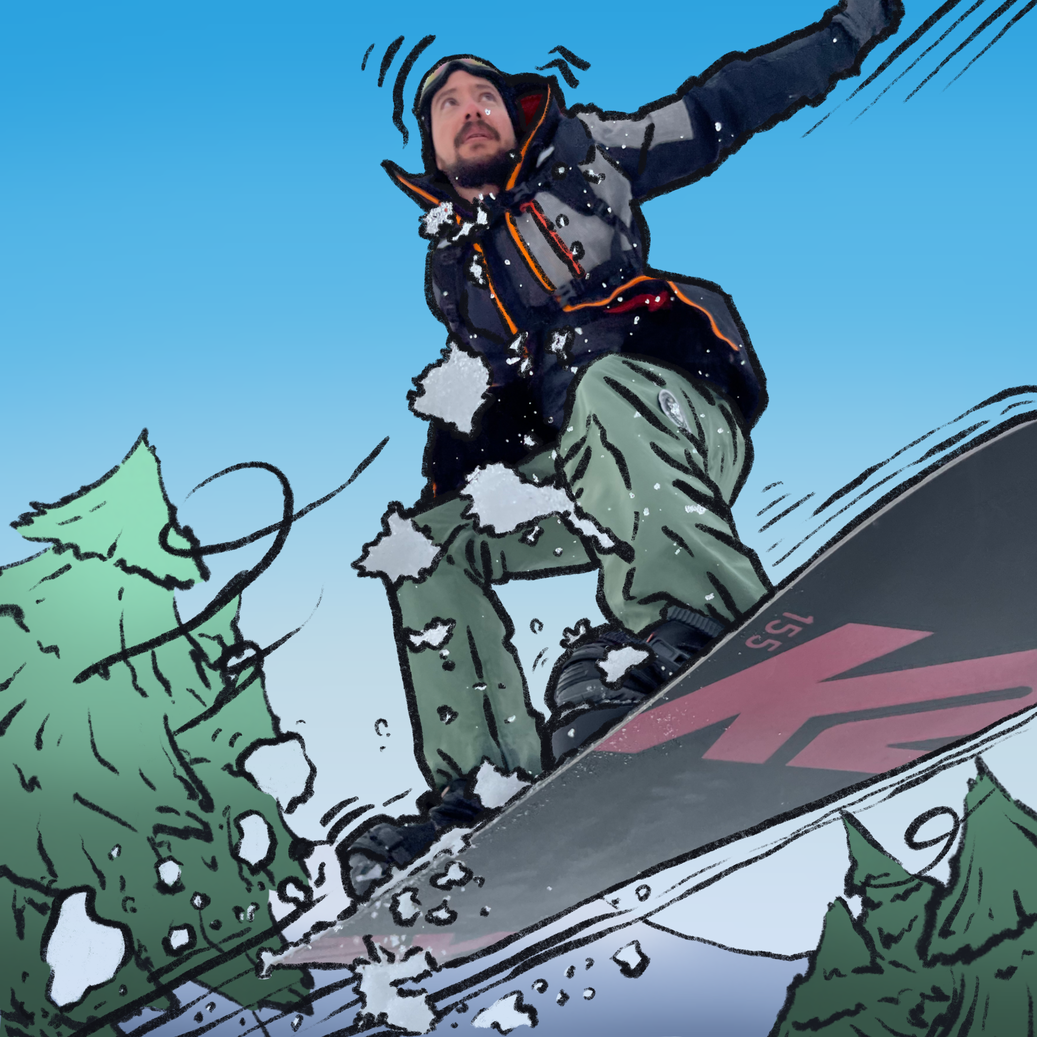 Digital Artwork - Snowboarding